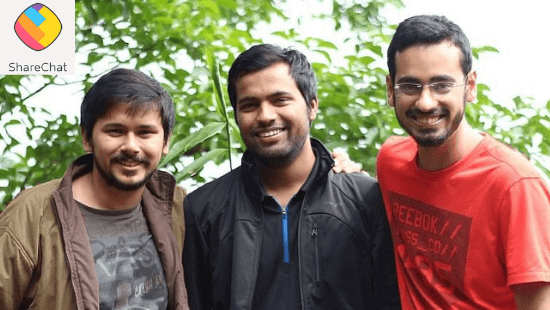 ShareChat Founders- Ankush Sachdeva, Bhanu Pratap Singh and Farid Ahsan